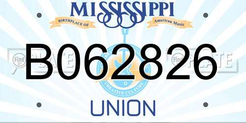 B062826 Mississippi License Plate
