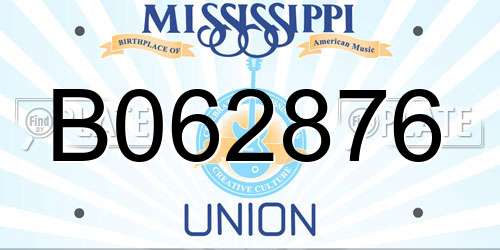 B062876 Mississippi License Plate