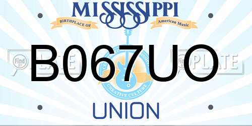 B067UO Mississippi License Plate