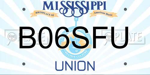B06SFU Mississippi License Plate