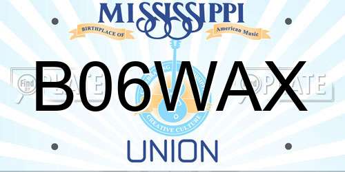 B06WAX Mississippi License Plate