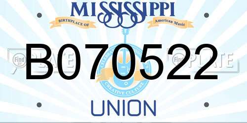 B070522 Mississippi License Plate