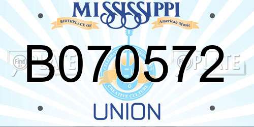 B070572 Mississippi License Plate