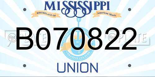 B070822 Mississippi License Plate