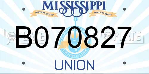 B070827 Mississippi License Plate