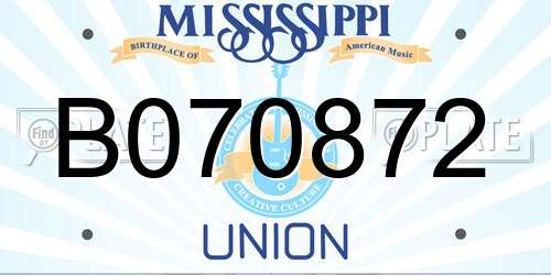 B070872 Mississippi License Plate