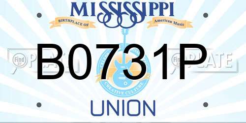 B0731P Mississippi License Plate