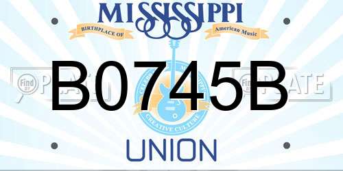 B0745B Mississippi License Plate