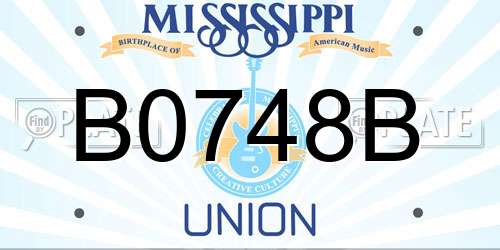 B0748B Mississippi License Plate