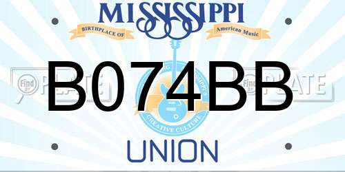 B074BB Mississippi License Plate