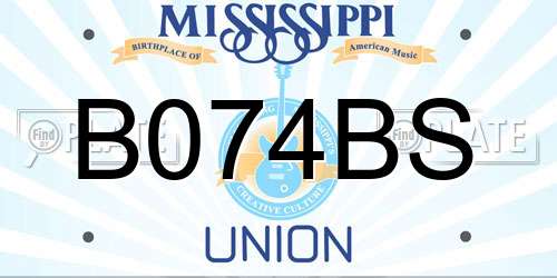 B074BS Mississippi License Plate