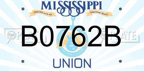 B0762B Mississippi License Plate