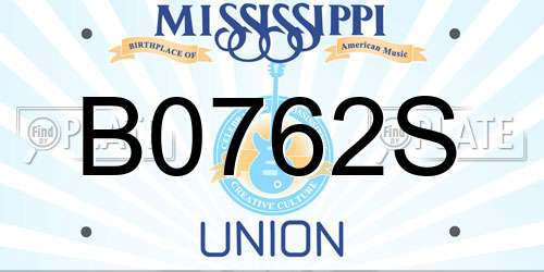 B0762S Mississippi License Plate