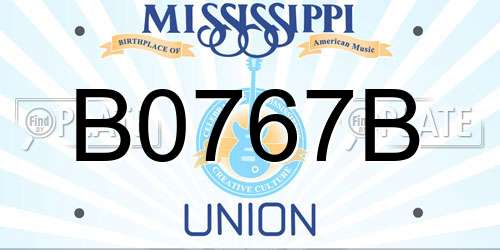 B0767B Mississippi License Plate