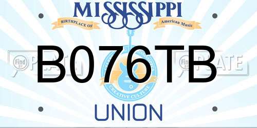 B076TB Mississippi License Plate