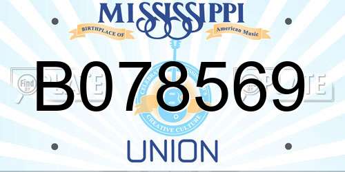 B078569 Mississippi License Plate
