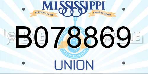 B078869 Mississippi License Plate