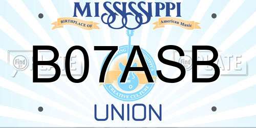 B07ASB Mississippi License Plate