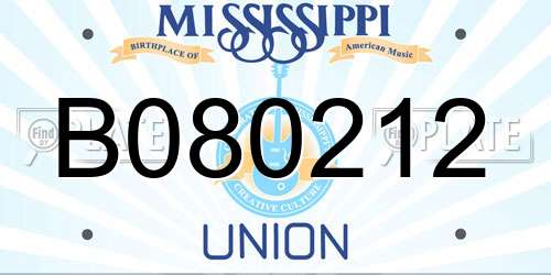B080212 Mississippi License Plate