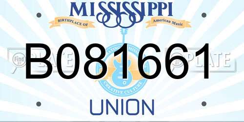 B081661 Mississippi License Plate