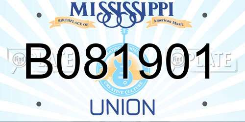 B081901 Mississippi License Plate