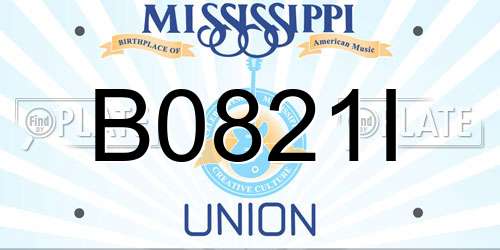 B0821I Mississippi License Plate