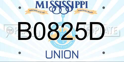 B0825D Mississippi License Plate