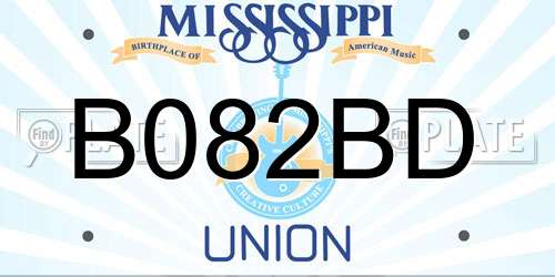 B082BD Mississippi License Plate