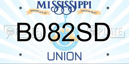 B082SD Mississippi License Plate