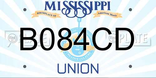 B084CD Mississippi License Plate