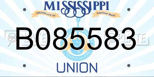 B085583 Mississippi License Plate