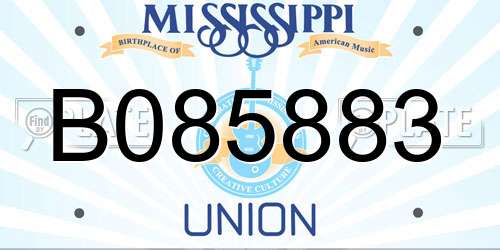B085883 Mississippi License Plate