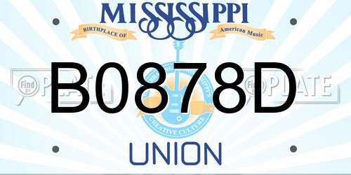 B0878D Mississippi License Plate