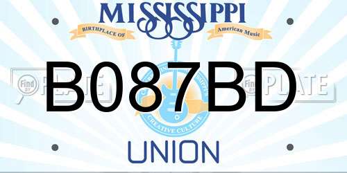 B087BD Mississippi License Plate