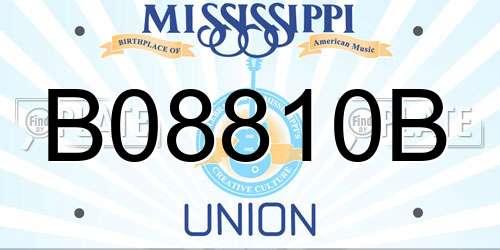 B08810B Mississippi License Plate