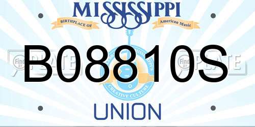 B08810S Mississippi License Plate