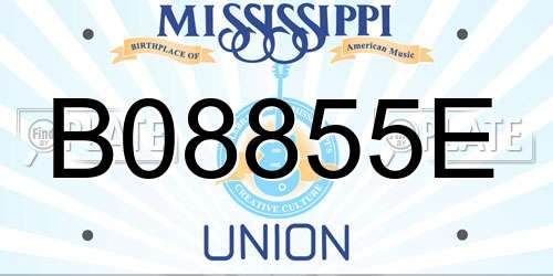 B08855E Mississippi License Plate