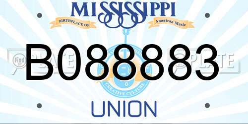 B088883 Mississippi License Plate