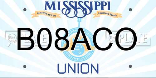 B08ACO Mississippi License Plate