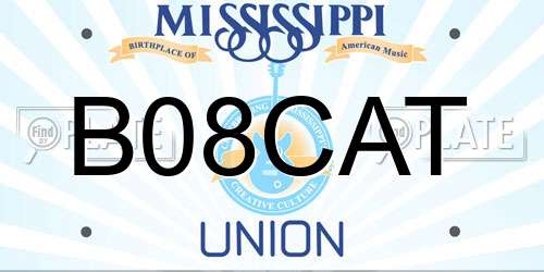 B08CAT Mississippi License Plate