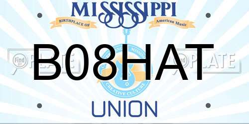 B08HAT Mississippi License Plate