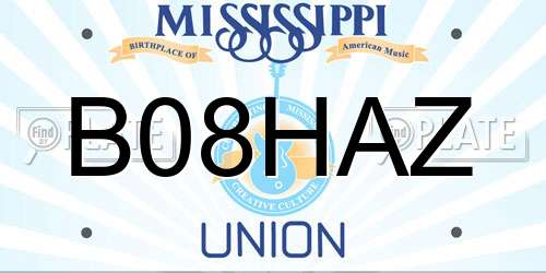 B08HAZ Mississippi License Plate