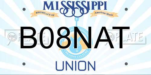 B08NAT Mississippi License Plate