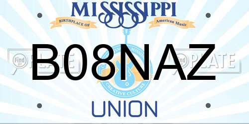 B08NAZ Mississippi License Plate