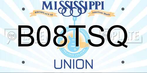 B08TSQ Mississippi License Plate