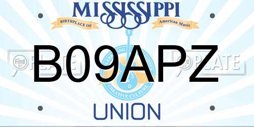 B09APZ Mississippi License Plate