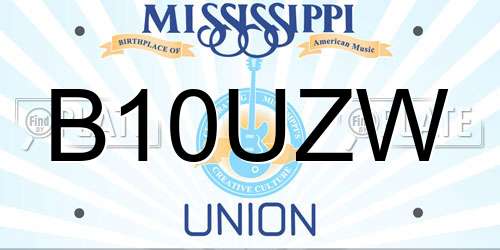 B10UZW Mississippi License Plate