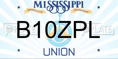 B10ZPL Mississippi License Plate