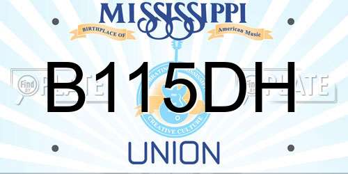 B115DH Mississippi License Plate