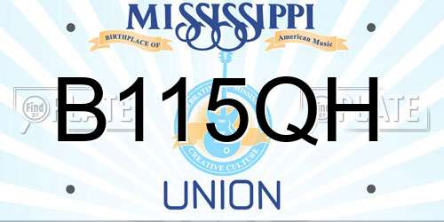 B115QH Mississippi License Plate